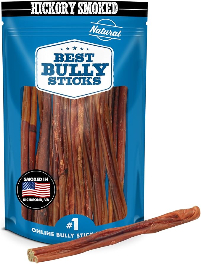 Best Bully Sticks Smoked Bully Sticks with Collagen for Dogs - 10-12 Inch, 10 Count (Pack of 1) - Natural, Grain Free Dog Chews - Large, Long-Lasting Treats for Aggressive Chewers
