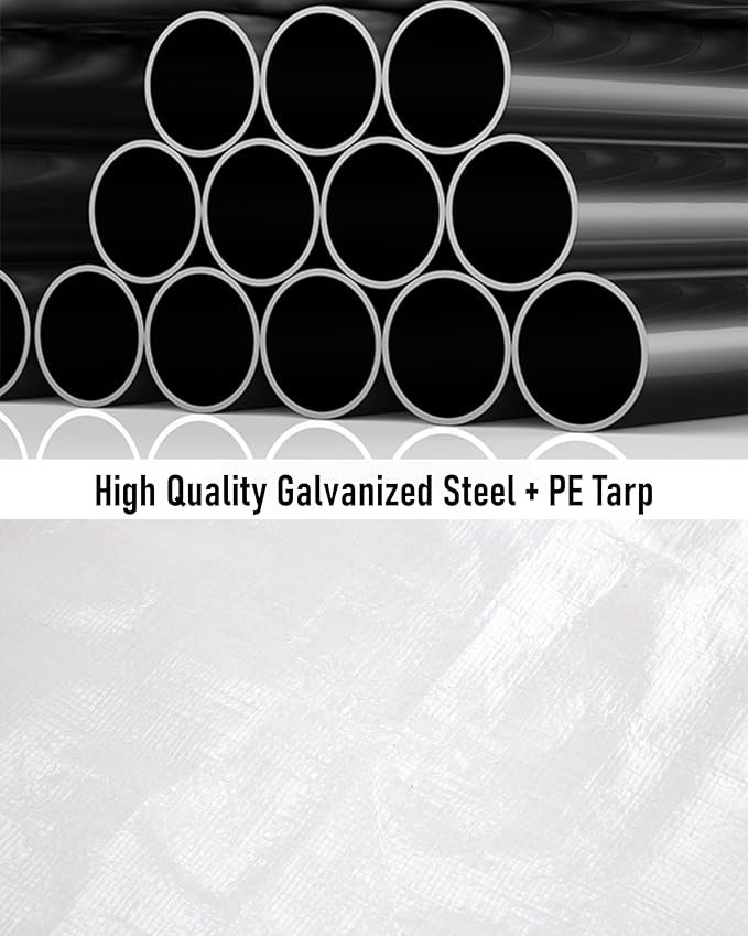 12x20 Ft Carport, Heavy Duty Portable Garage with Roll-Up Doors & 4 Windows,200g PE Tarp Waterproof & UV Protected,All-Weather Design,for Car, Boat, Truck, Motorcycle, ATVs, and SUV
