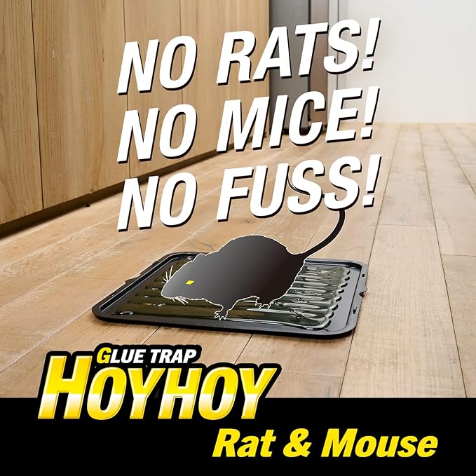HOY HOY Rat & Mouse Jumbo Size Glue Trap 6 Traps [3-Pack] - Heavy-Duty Professional Strength Ready-to-Use Rodent Pest Control, Great for Home with Kids & Pets Indoor Household Pests