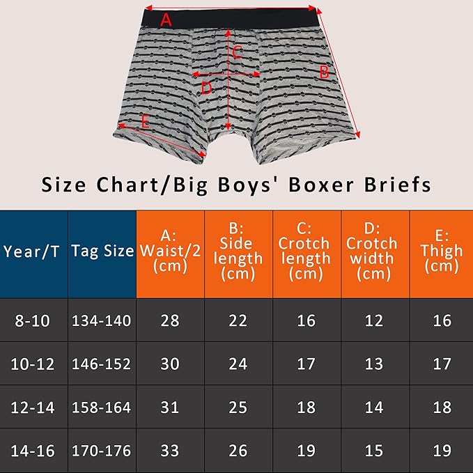 Boys Underwear Printed Boxer Briefs,Moisture Wicking Breathable,Assorted 10-Pack 1604