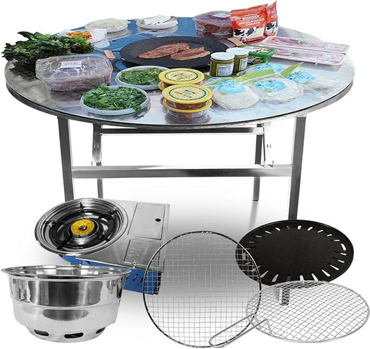 43.5" X 30" Korean BBQ Grill Foldable Outdoor Large Table All-In-One Set (Gas + Charcoal)