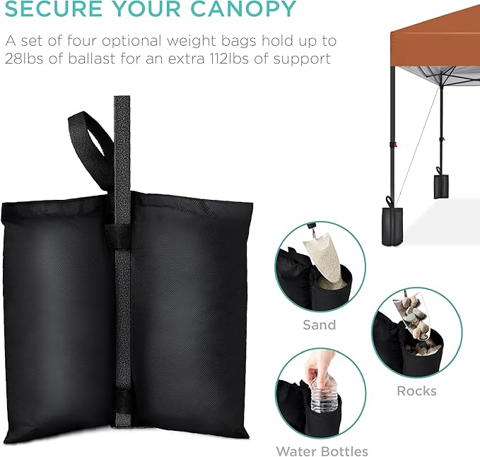 Best Choice Products 8x8ft 1-Person Setup Pop Up Canopy Tent Instant Portable Shelter w/ 1-Button Push, Case, 4 Weight Bags - Rust