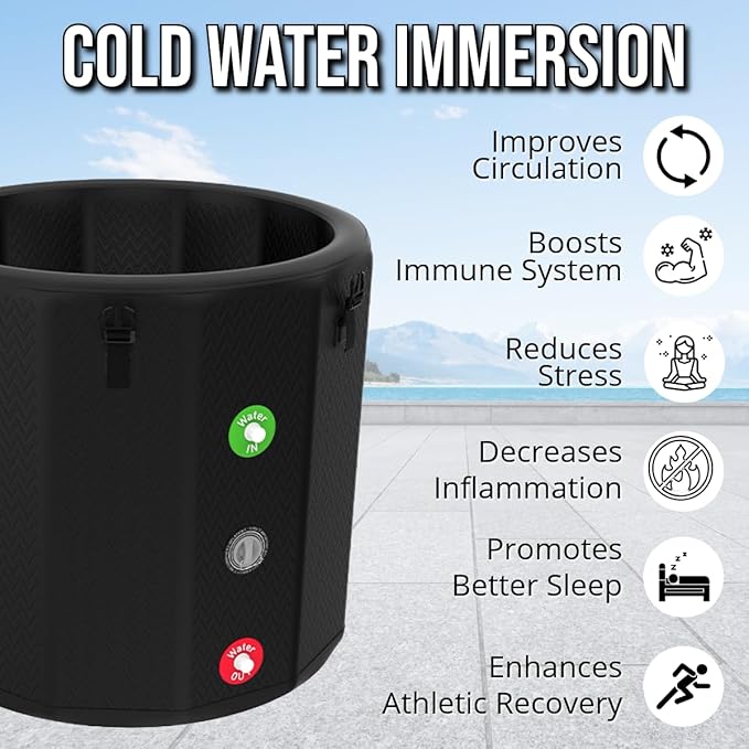 Portable Ice Bath Tub, 120-Gal Multi-Layered Cold Plunge Tub, Inflatable with Lid | Great for Runners, CrossFitters, Fitness Lovers with Home Gyms | Muscle Recovery, Endurance, Wellness Routine