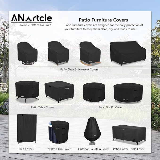 Swivel Patio Chair Covers 2 Pack,Waterproof Heavy Duty Outdoor Chair Covers,Patio Swivel Chair Covers for Outdoor Furniture (30 W x 34 D x 38.5 H inches) Black.