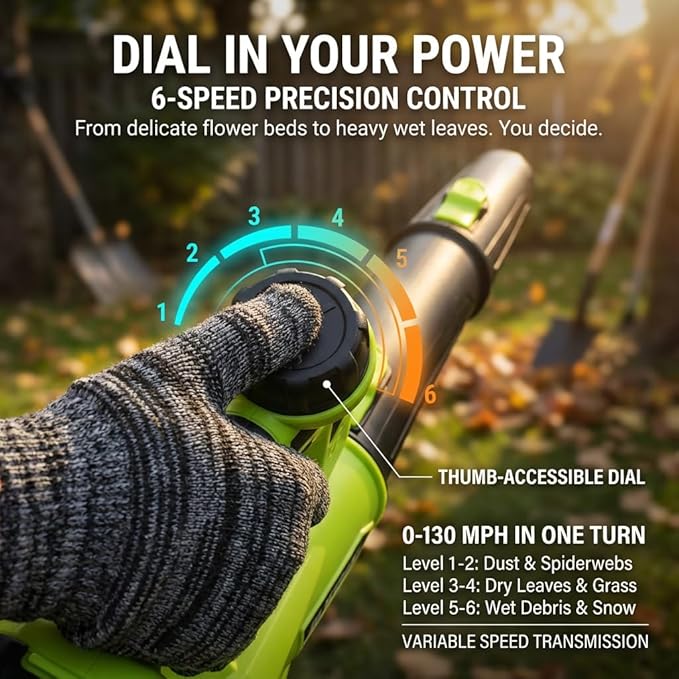 JH Steady 21V Cordless Leaf Blower - 3500W 350m/s, Stepless Variable Speed, Extended Nozzle, Rechargeable with Safety Gear (Green:1*Battery + Charger)