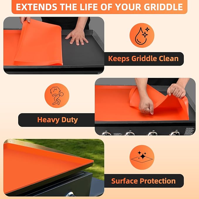 36" Silicone Griddle Mat for Blackstone, Heavy Duty Food Grade Silicone Griddle Cover, BBQ Shield Against Rust, Grease & Dirt, All-Season Protection