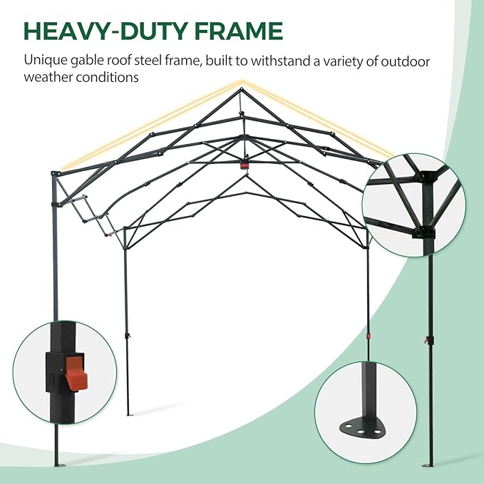 8x8 Pop Up Walk-in Greenhouse, Indoor & Outdoor PE Cover Green House with Power Access Ports, Roll-up Zippered Doors and Windows, Green