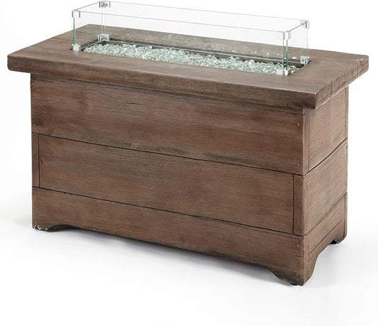 Bluegrass Living HF42603 Barnyard Style Propane Fire Pit Table for Patio and Deck Use, MGO Construction, Includes Glass Beads and Protective Cover, 42 Inch x 20 Inch, Gray
