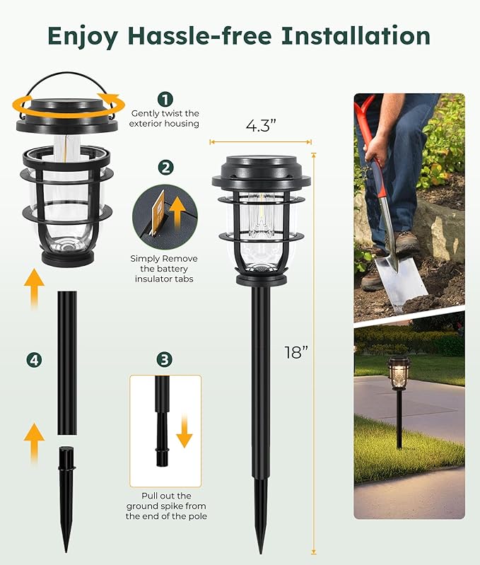 Solar Pathway Light, Bright Auto Garden Lights Decor - Durable Landscape Lighting for Lawn, Patio, Walkway, Driveway, Housewarming Gift Ideas