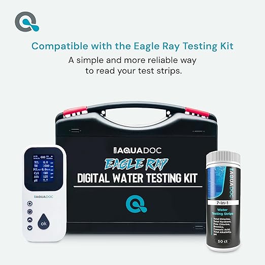 AquaDoc 7-in-1 Spa & Hot Tub Test Strips - 50 Pool Test Strips for pH, Chlorine, Hardness, Bromine, Cyanuric Acid, Alkalinity