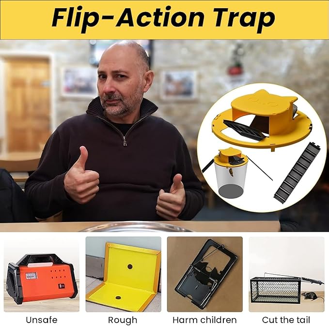 Bucket Lid Mouse Trap [2 Pack] - Reusable Mouse Catching Tool for Indoor/Outdoor, Mouse Trap Bucket Works with 5 Gallon Buckets