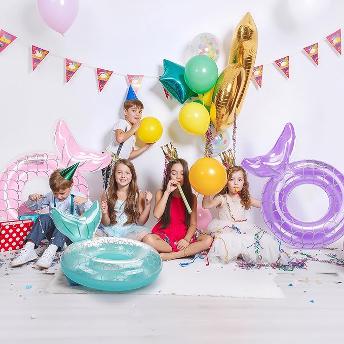 HeySplash Pool Floats Kids, Inflatable Swimming Ring Swim Tube Floaties, Summer Water Fun Beach Party Swimming Pool Toys for Kids Children Water Activities
