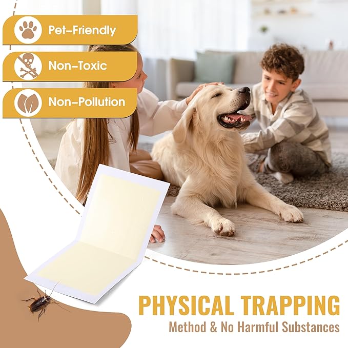 Qualirey 10 Pack Giant Cockroach Glue Traps, Non-Toxic Adhesive Bug Catcher Indoor Extra Sticky Traps for Cockroaches, Spiders, Bugs, Scorpions, Centipedes Pet Safe Pest Control - 11 x 5.3 Inch