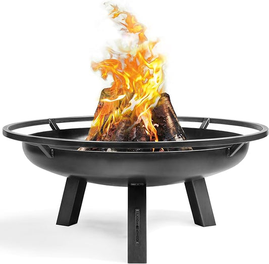 Ember 32" Handcrafted Large Fire Pit Wood Burning Fireplace for Backyard Grilling Campfire for Outdoor Cooking Camping, Large Outside Natural Steel Firepit by Good Directions