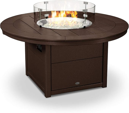 POLYWOOD® Round 48" Fire Pit Table in Mahogany