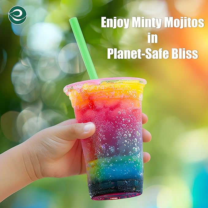 ECO SOUL 200 Pack Compostable Party Cups 16 oz Plant-Based Disposable Clear Cold Cup for Wine, Coffee, Smoothie & Soda Drinks | Cocktail Parties & Birthdays | Non-Toxic & BPA-Free Zero Plastic Glass