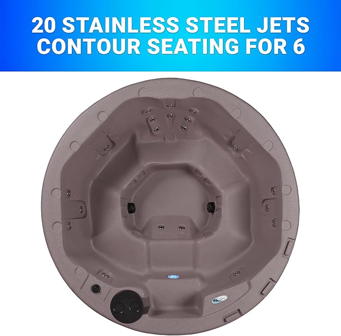 AquaLife Outback 5-6 Person 20-Jet Non-Lounger Hot Tub with LED Lighting and Insulated Cover