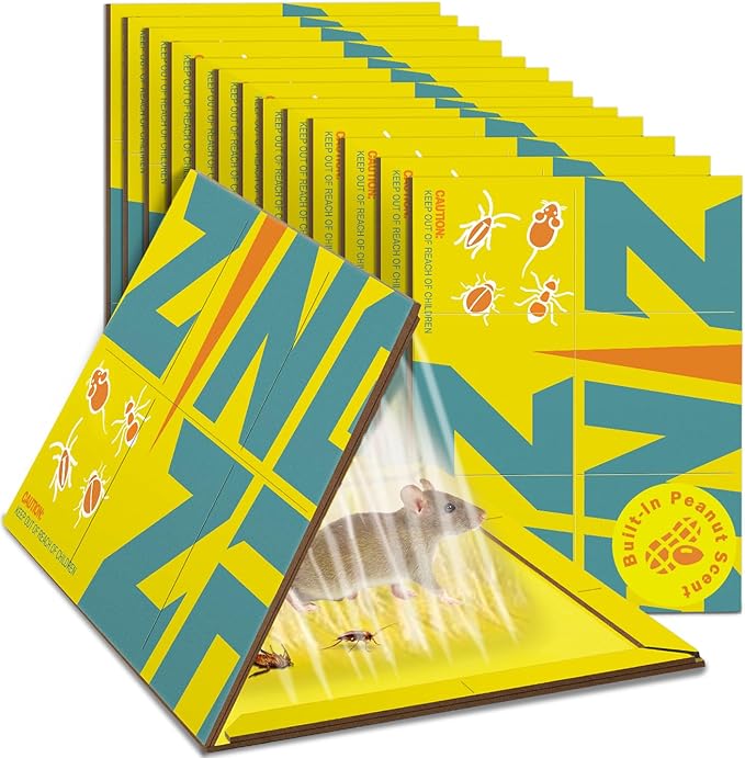 ZingZap Sticky Mouse Traps Glue Boards 13-PK, 3X Faster Catch with Built-in Peanut Scent, Extra-Heavy Fiber Glue Traps for Rats & Mice, Crawling Pests, 100% Biodegradable, Indoors Home & Commercial