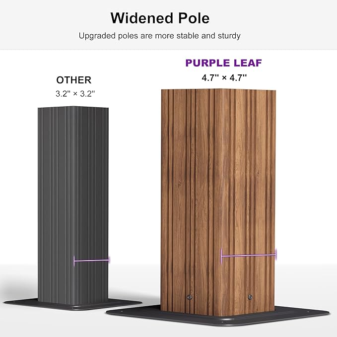 PURPLE LEAF 14' X 16' Outdoor Hardtop Gazebo for Patio Galvanized Steel Double Roof Permanent Canopy Teak Finish Coated Aluminum Frame Pavilion Gazebo with Netting and String Lights