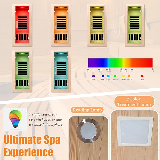 Homsido Infrared Home Sauna Room 1 Person Hemlock Wooden Indoor Dry Sauna，Low EMF 1200W/110V Heaters Panels,LCD Control Panel,10 Minutes Pre-Warm up,Time and Temp Pre-Set,1-Year Aftersale