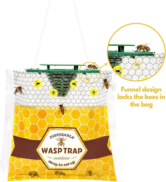 8 Pack Disposable Wasp Traps Outdoor Hanging Carpenter Bee Traps for Outside Yellow Jackets Trap Hornet Trap Wasp Killer Bug Flies Garden