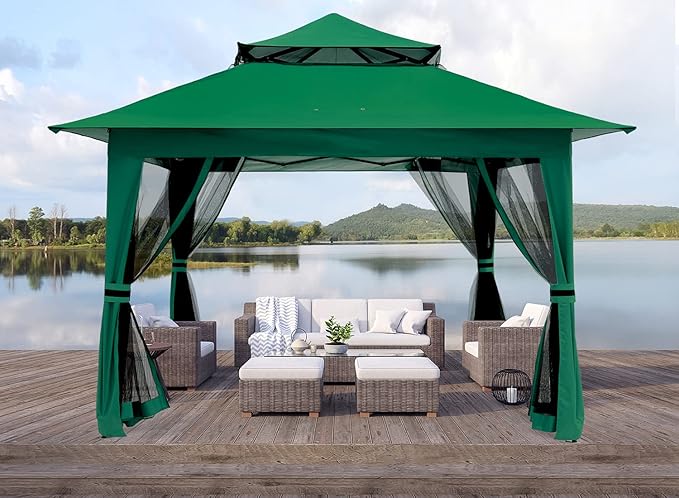 ABCCANOPY Pop Up Gazebo 13x13 - Outdoor Canopy Tent with Mosquito Netting for Patio Garden Backyard (Green)