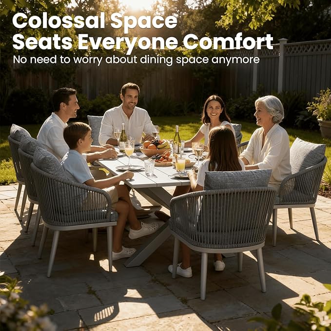 Aeeiua 63" x 38" Outdoor Dining Table, Rectangle Patio Table with Slatted Tabletop for Backyard, Garden, Deck, Poolside