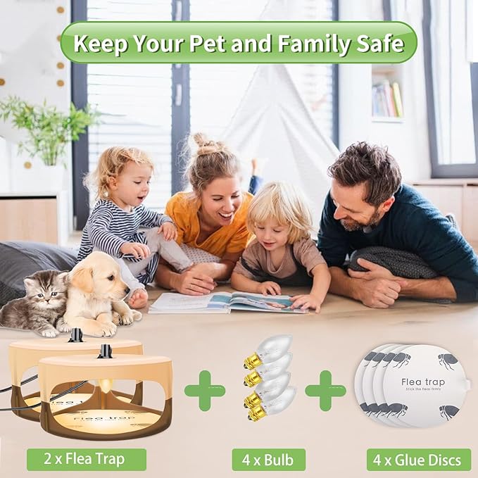 Flea Traps for Inside Your Home,New Bed Bug Trap with Light Refills and Sticky Pads,Electronic Fly Gnat Traps Indoor,Sticky Flea Bombs for Home Indoor(Beige, 2 Pack)