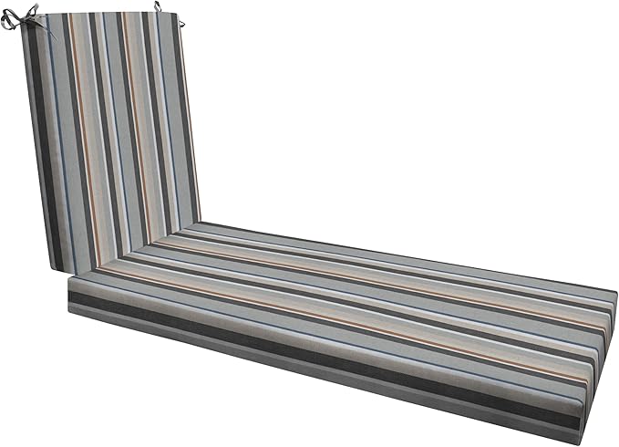 Honeycomb Outdoor Chaise, 22.5" W x 70" L, Stripe Stone Beige Patio Cushion
