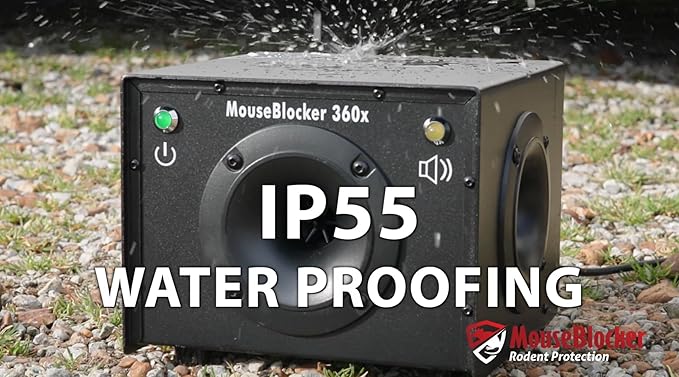 360 Outdoor Rodent Deterrent High Powered, Whisper Quiet Mouse Blocker That Protects up to 1000 sq ft Outside. RV, Camper, Carport, Mobile Home, 5th Wheel and All Vehicles.