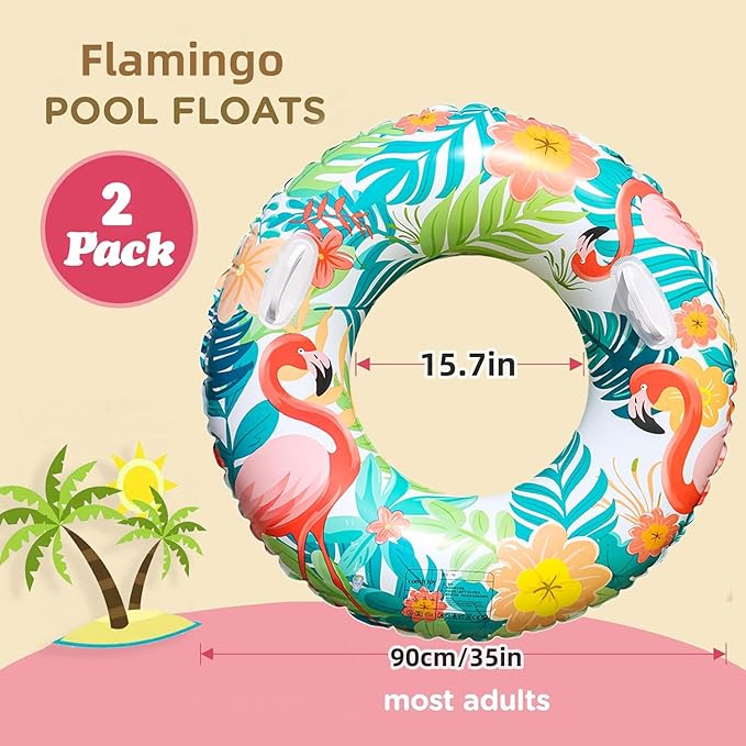 2PCS Inflatable Pool Floats Swimming Rings Large Inner Tube Swimming Pool Swim Rings Pool Lounger Float for Pool Party & Summer