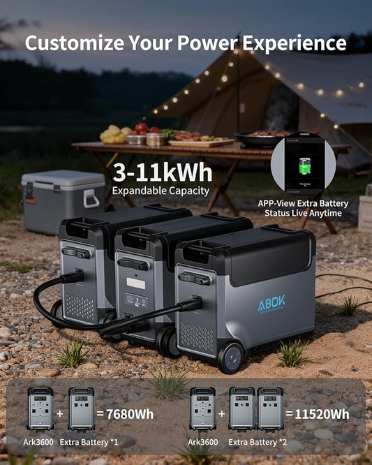Portable Power Station Extra Battery for Ark3600, 3840Wh LiFePO4 Battery Electric Solar Generator for Garage, Home, Off-Grid Living,Car Refrigerator, Portable Air Conditioner