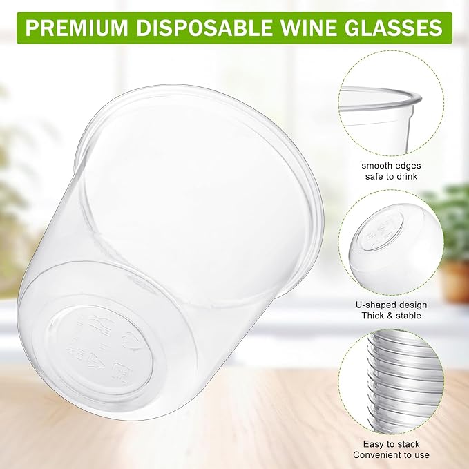 500 Pcs Disposable Stemless Glasses 12oz Crystal Plastic Wine Glasses Clear Classic Pet Cup for Meeting Weddings Birthdays Cocktail Christmas Party Supplies (Clear)