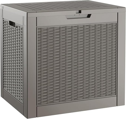 NUNU LAB 35 Gallon Outdoor Storage Box Waterproof, Outside Package Delivery Deck Boxes with Lockable Lid, Backyard Storage Bin For Garden Tools, Patio Cushions, Pool Accessories, Gray