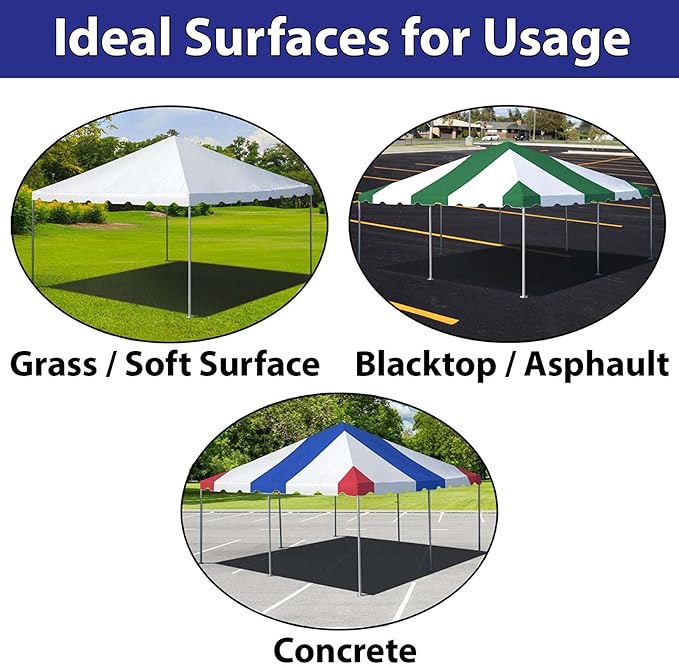 Party Tents Direct 20'x20' Weekender West Coast Tent Frame Party Tent Red White and Blue PVC Top with Storage Bag - Tents for Parties, Weddings, Birthdays, Banquets, Fiestas, Outdoor Event