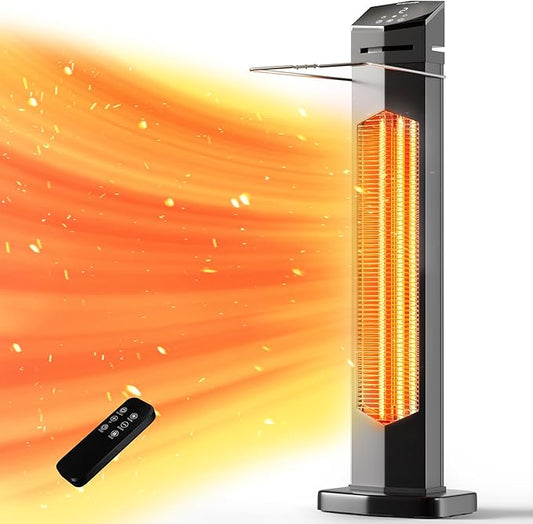 Outdoor Heaters for Patio, Electric Patio Heater with Remote, 12H Timer, IPX5 Waterproof, Tip-Over & Overheat Protection, Infrared Tower Space Heater for Indoor, Porch, Garage, Large Room