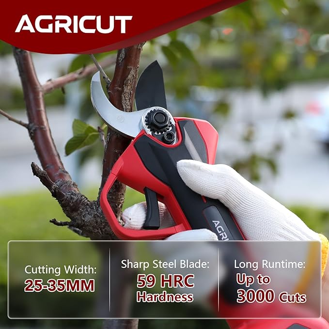 AGRICUT Electric Pruning Shears, 1.4 Inch Max Cutting Capacity Hand Pruners, 14.4V Cordless Branch Cutter with 2 * 4Ah Batteries, Pruning Shears for Gardening