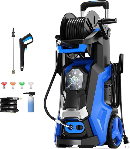Pressure Washer with Touch Screen, 5000PSIIMAX Power Washer, Foam Cannon and 4 Quick Connect Nozzles, High Pressure Cleaning Machine for Cars/Fences/Driveways