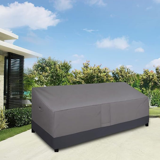 Easy-Going Waterproof Outdoor Couch Cover, Heavy Patio Furniture Sofa Cover Windproof Durable (104Wx40Dx33H inch,Gray/Dark Gray)