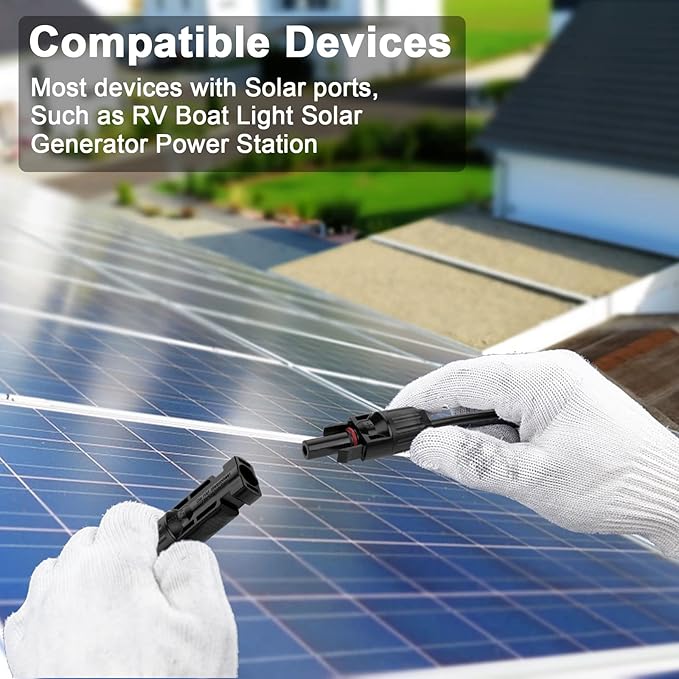 iGreely 20 Feet 12AWG Solar Extension Cable with Solar Panel Female and Male Connector Solar Panel Adapter 12 Gauge (20FT Red + 20FT Black)