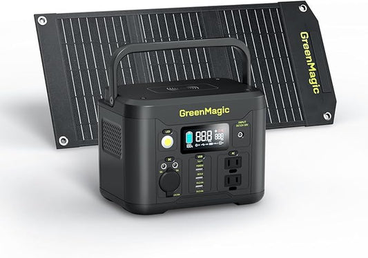 Portable Power Station 330W with 20W Solar Panel, Solar Generator Fast PD Output 227Wh Lithium Battery, Solar Powered Power Bank 120V Pure Sine Wave AC Outlet for Camping, Travel, Home Blackout
