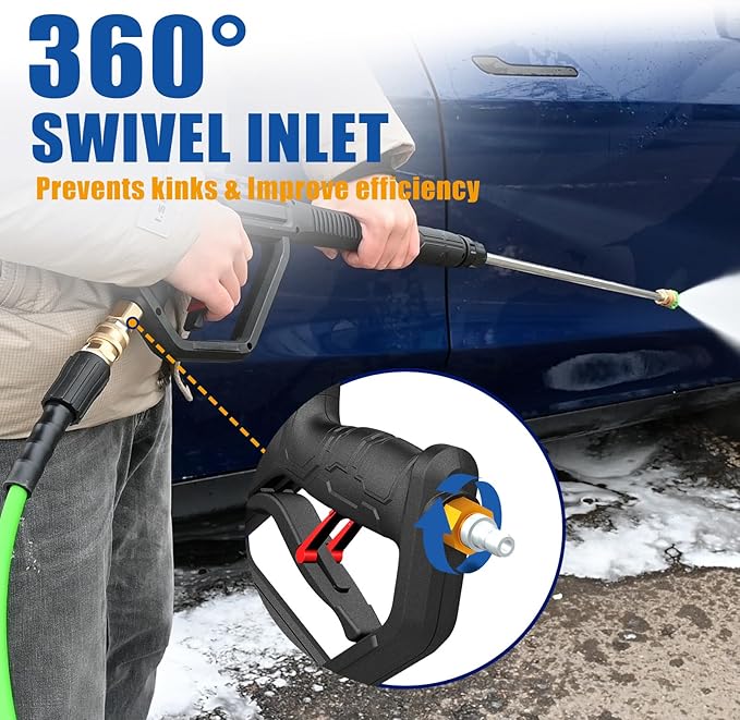 TOOLCY Gas Pressure Washer 3400 PSI & 2.8 GPM Max, High-Powered 212cc Engine, Enhanced Pump, 50FT Pressure Hose, Onboard Soap Tank, Foldable Handle, Kink-Less Swivel Spray Gun & 5 Nozzle Tips