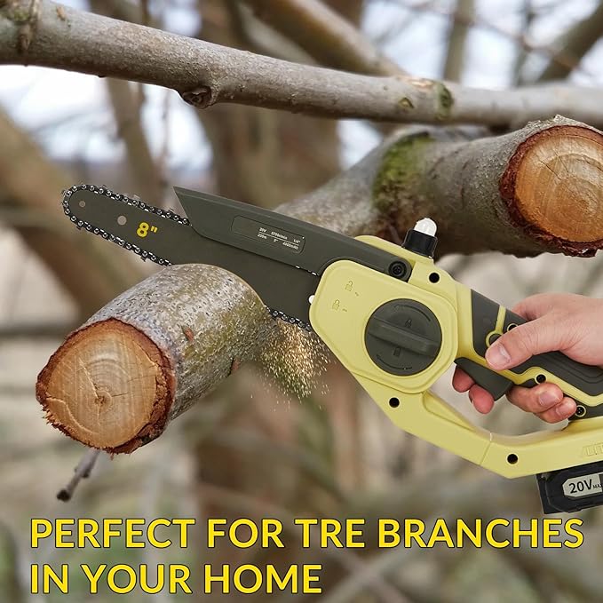 20V MAX Brushless Mini Chainsaw, 8-Inch Cordless Electric Pruning Saw, Battery Powered for Tree Trimming, Limb Cutting, and Home Garden Use