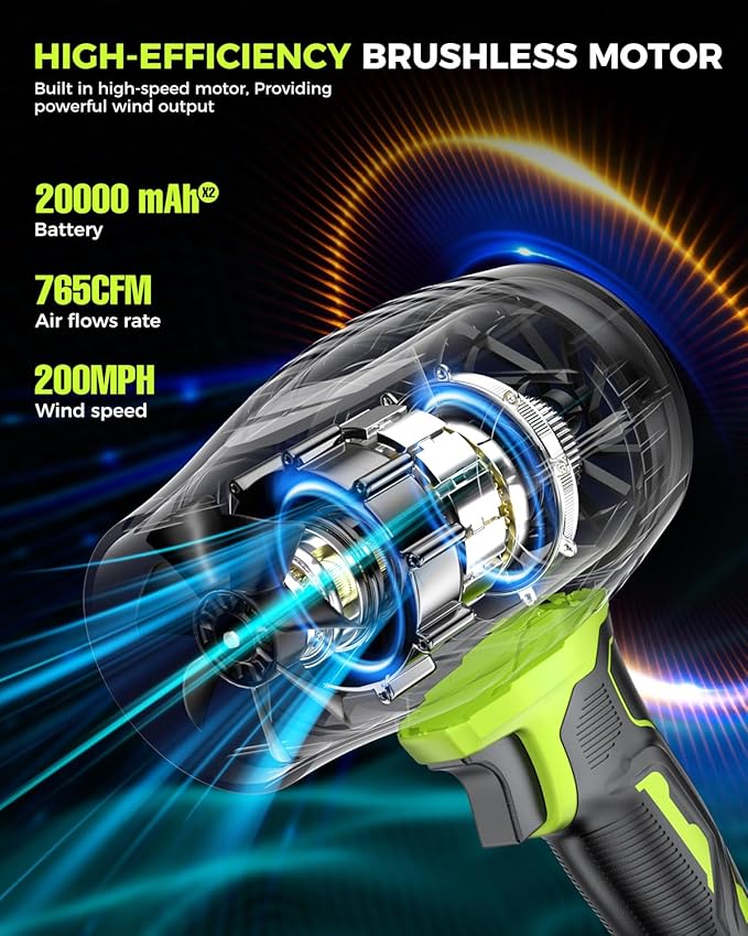 Leaf Blower Cordless with Battery and Charger, 980,000 RPM, Extended Nozzle,Lightweight Handheld Design,Blower for Patio Cleaning and Lawn Care,Birthday Gifts for Men Dad Husband Forest Green