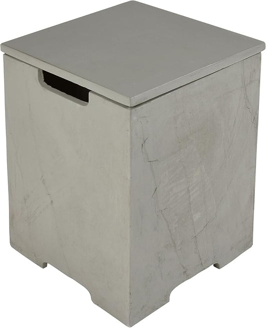 AMS Fireplace | Elementi Square Space Gray Propane Tank Cover | Concrete GFRC base | 15.9 × 15.9 × 20.5 inches | Suited For METEORA and CAPERTEE Fire Pit Tables