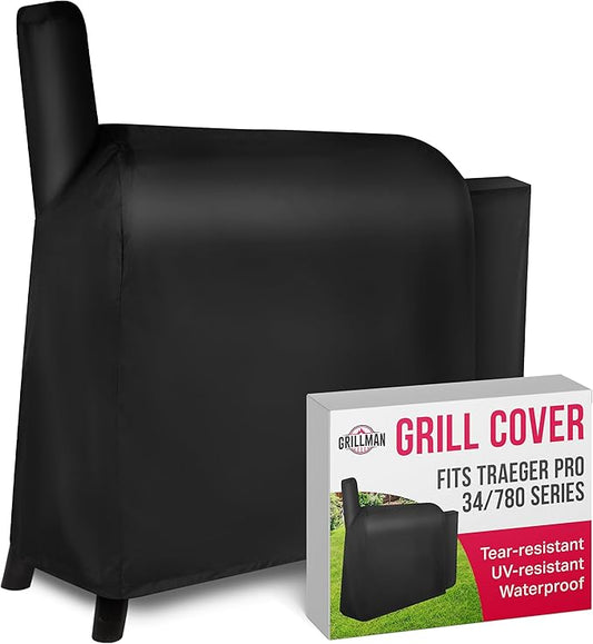 Grill Cover by Grillman, Black, 49 Inch, BBQ Outdoor Grill Covers, Charcoal & Gas Grills, Waterproof, Rip-Proof, Weather-Resistant, Anti-UV, Barbecue Cover for Weber, Genesis, Charbroil, Nexgrill, etc
