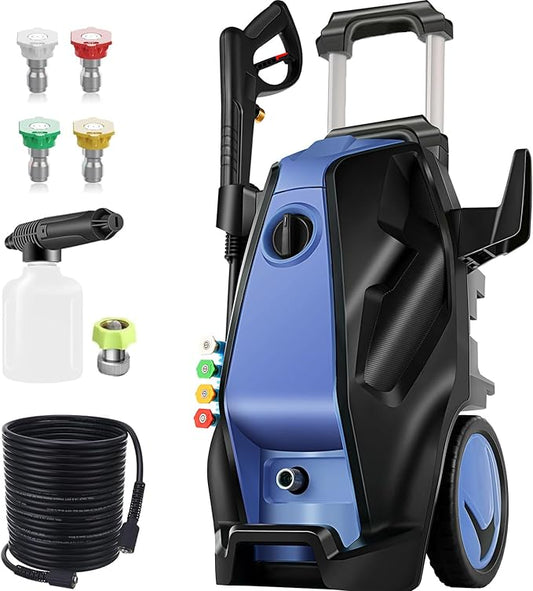 5000PSI 4.0GPM Heavy Duty Electric Pressure Washer with 33 FT Extension Hose, 4 Quick Connect Nozzles and Foam Cannon for Cars/Fences/Driveways/Patios/Home Cleaning, Blue