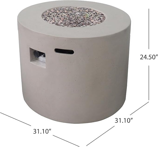 Propane Fire Pit Table, 31 Inch Firepits for Outside, Round Gas Fire Pit for Outside Patio, MGO Propane Fire Table, 40000BTU, Light Grey