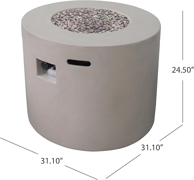Propane Fire Pit Table, 31 Inch Firepits for Outside, Round Gas Fire Pit for Outside Patio, MGO Propane Fire Table, 40000BTU, Light Grey