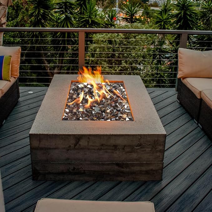 Fire Glass for Propane Fire Pit, 1/2 Inch High Reflective Fireplace Glass Rocks for Fire Pit Table, 10 lbs Fire Pit Glass Rocks for Outdoor Fire Table and Landscaping, Copper Reflective